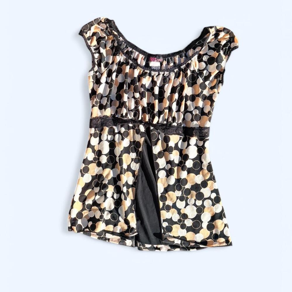 2000s polka dot mesh baby tee